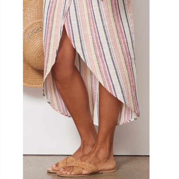 Free People Aubrey Sarong Skirt Wrap Skirt Colorful Stripes Cotton Size 12 Beach - Picture 5 of 15